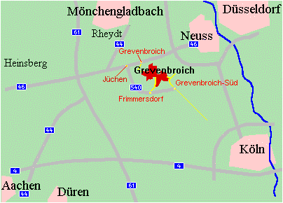 Zufahrt in Grevenbroich - bitte auf das Bild klicken!